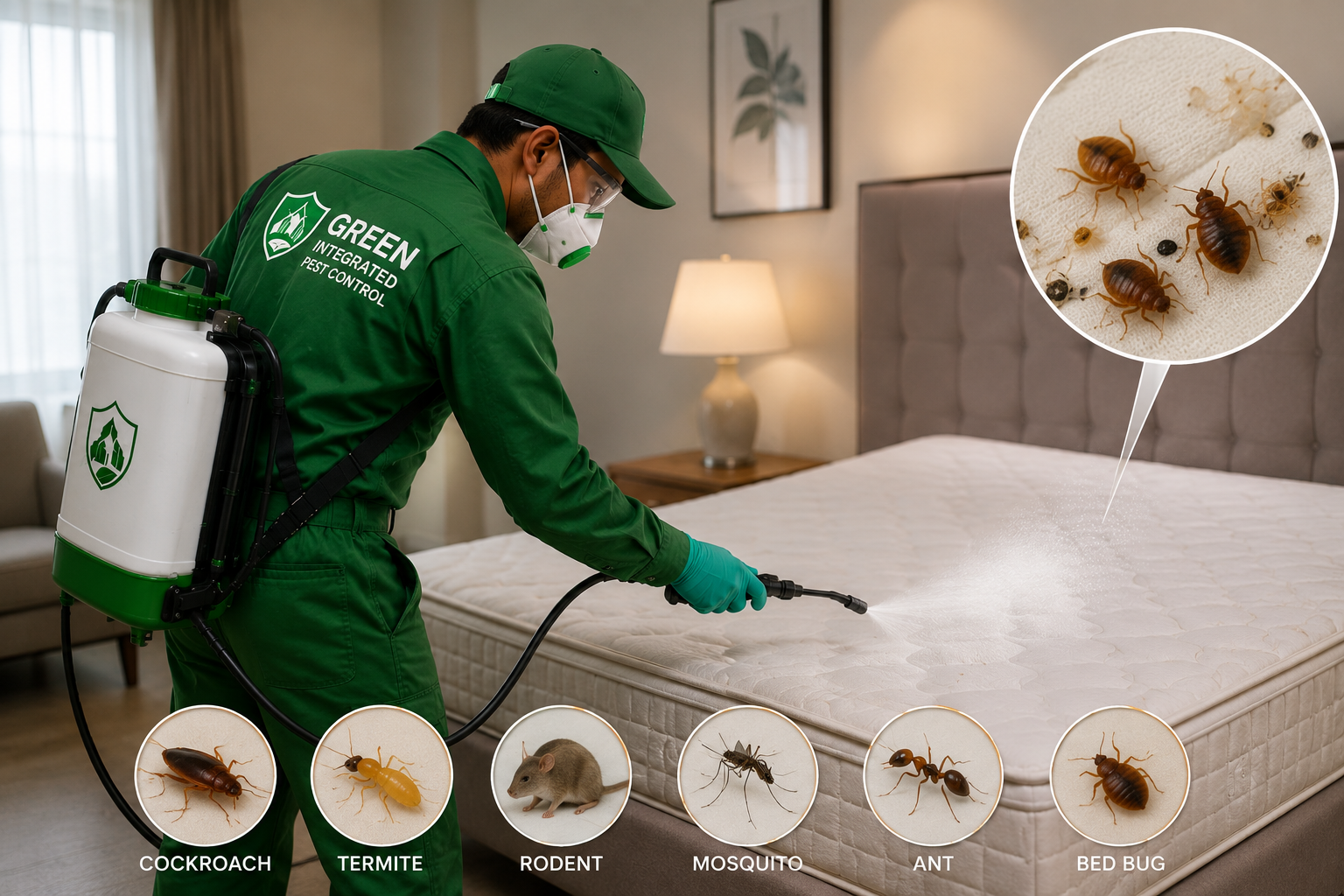 Professional pest control technician at work
